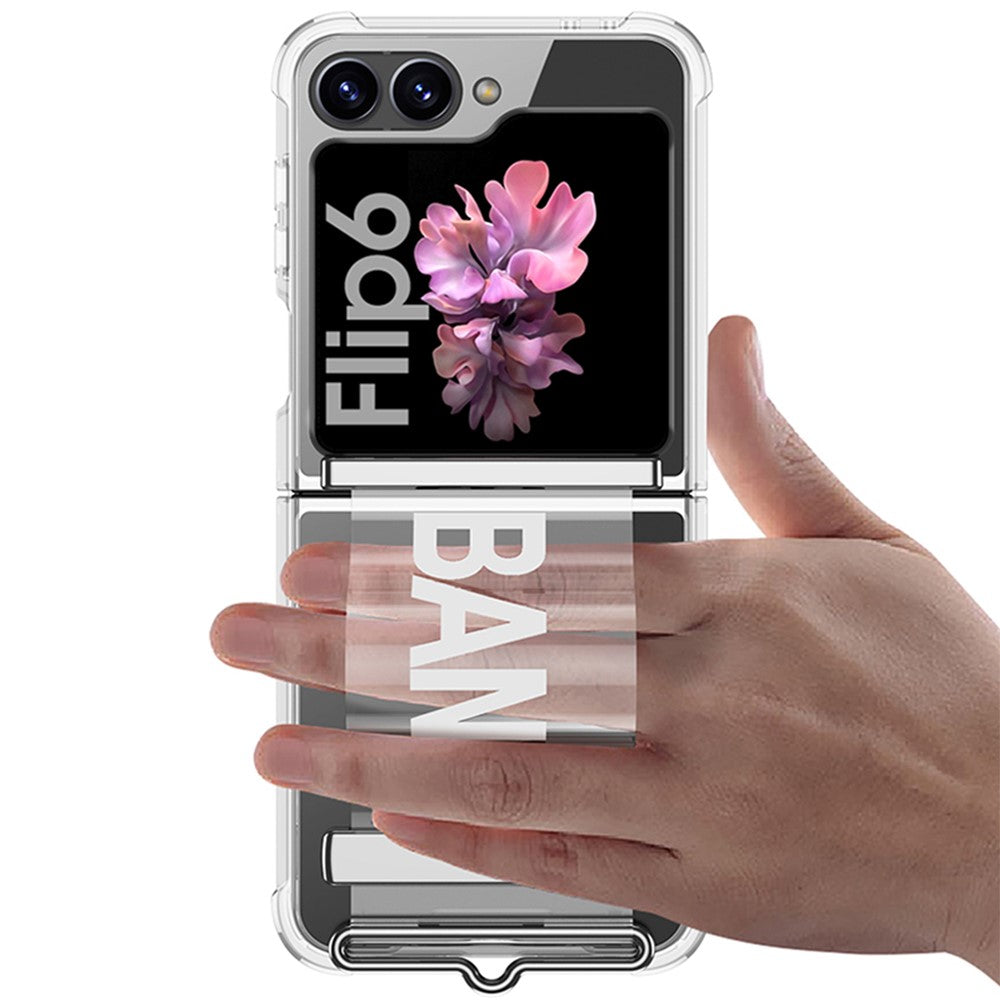 GKK For Samsung Galaxy Z Flip7 FE 5G / Z Flip6 5G Case Strap Kickstand Soft TPU+PC Phone Cover - Transparent
