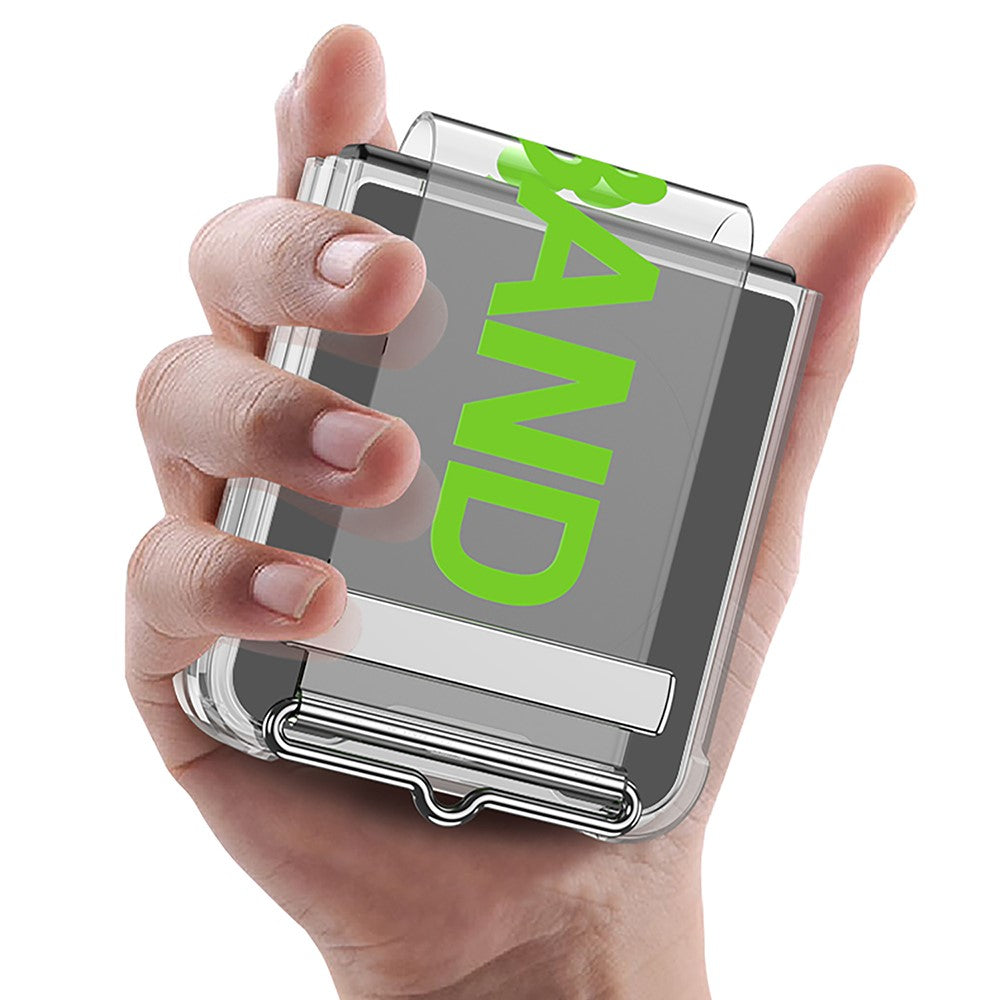 GKK For Samsung Galaxy Z Flip7 FE 5G / Z Flip6 5G Case Strap Kickstand Soft TPU+PC Phone Cover - Transparent Green