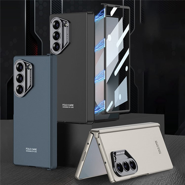 GKK For Samsung Galaxy Z Fold6 5G Case Magnetic Hinge Protector PC Phone Cover with Screen Film - Titanium Grey