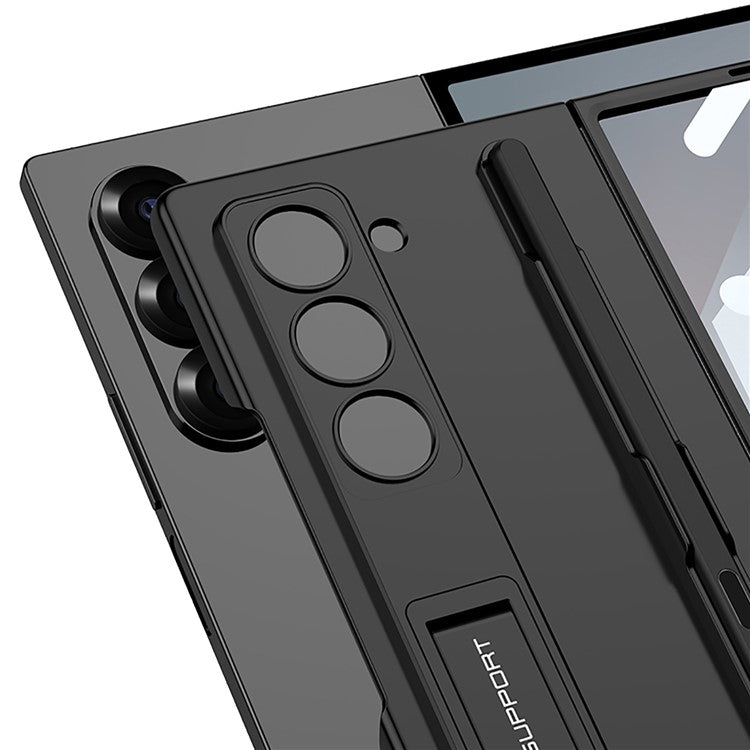 GKK For Samsung Galaxy Z Fold6 5G Case with Screen Film Kickstand Ultra Thin PC Phone Cover - Grey