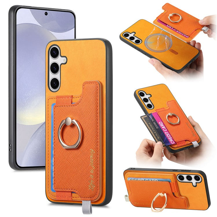 B5 For Samsung Galaxy S24+ Case 2-in-1 Magnetic Detachable Card Holder Leather+TPU Phone Cover - Yellow