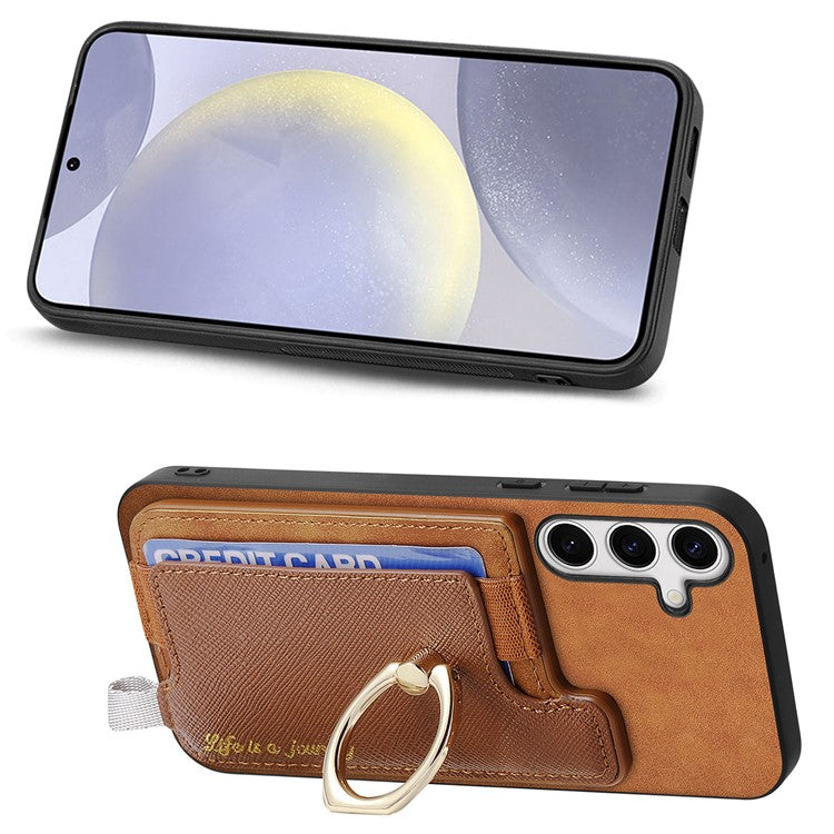 B5 For Samsung Galaxy S24+ Case 2-in-1 Magnetic Detachable Card Holder Leather+TPU Phone Cover - Brown
