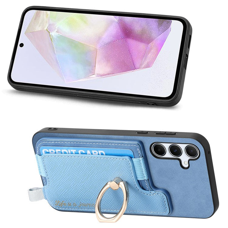 B5 For Samsung Galaxy A35 5G Case 2-in-1 Magnetic Detachable Card Holder Leather+TPU Phone Cover - Blue