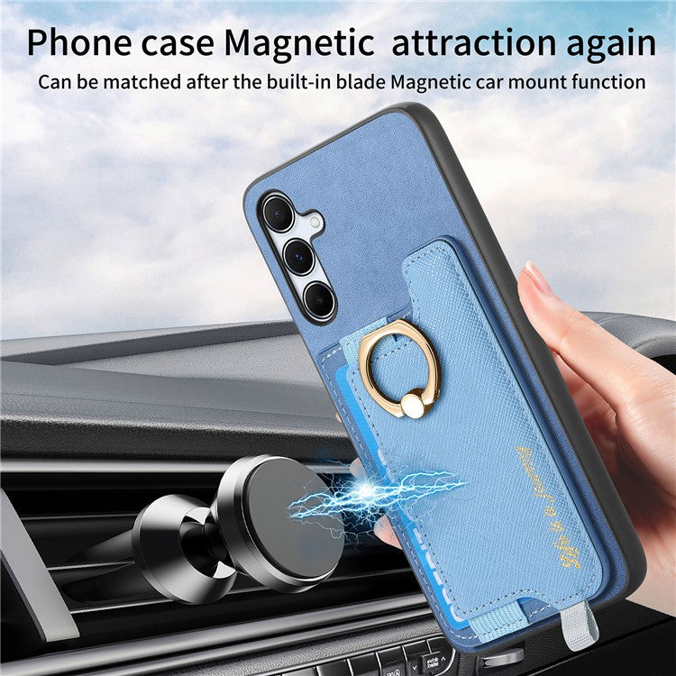 B5 For Samsung Galaxy A35 5G Case 2-in-1 Magnetic Detachable Card Holder Leather+TPU Phone Cover - Blue
