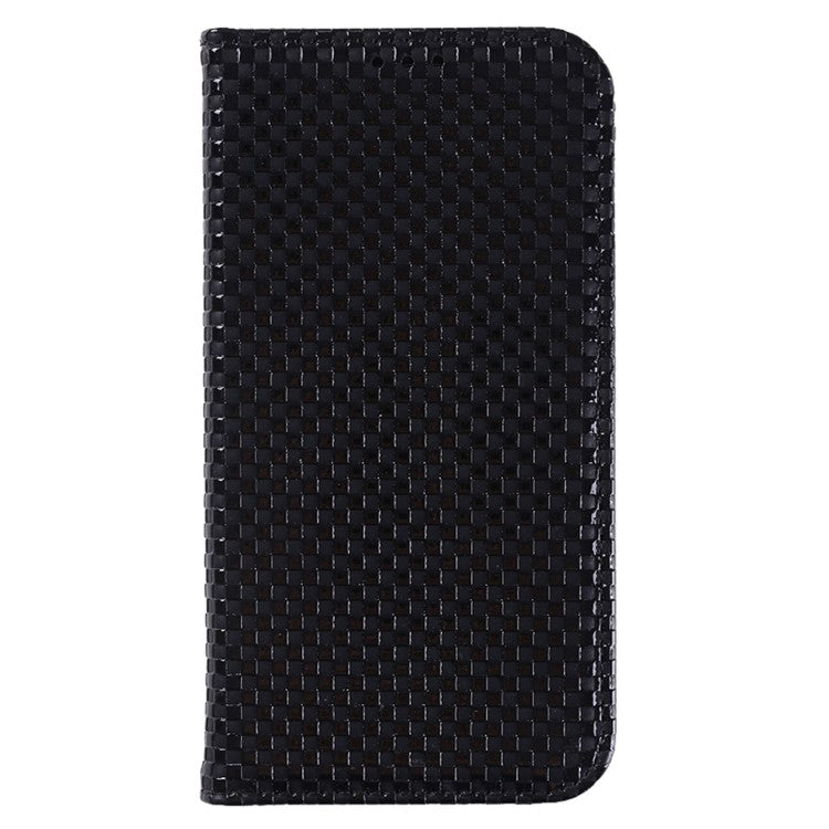 For Motorola Edge 30 Neo 5G / Edge 30 Lite 5G Slim Fit Grid Texture PU Leather Stand Case Auto-absorbed Phone Wallet Cover - Black