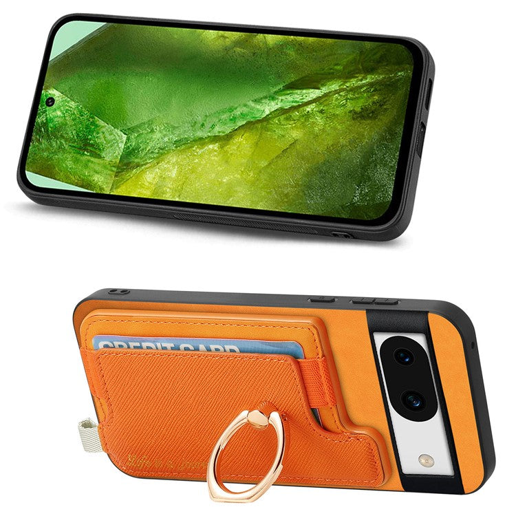 B5 For Google Pixel 8a Case 2-in-1 Magnetic Detachable Card Holder Leather+TPU Phone Cover - Yellow