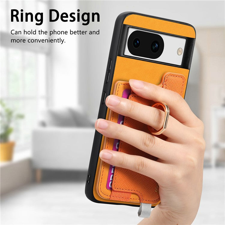 B5 For Google Pixel 8a Case 2-in-1 Magnetic Detachable Card Holder Leather+TPU Phone Cover - Yellow