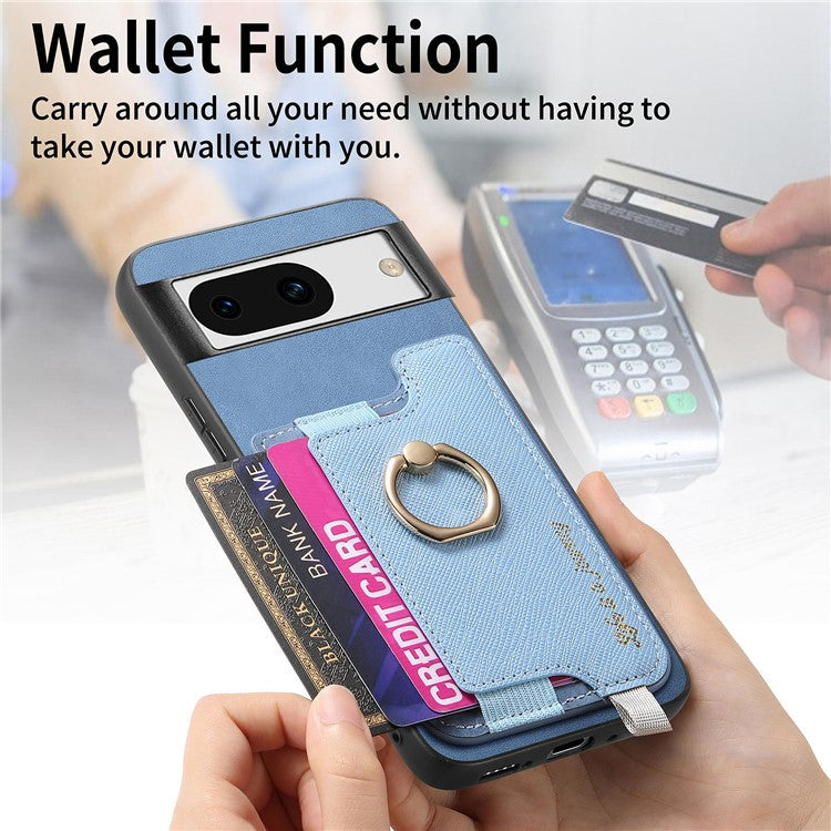 B5 For Google Pixel 8a Case 2-in-1 Magnetic Detachable Card Holder Leather+TPU Phone Cover - Blue