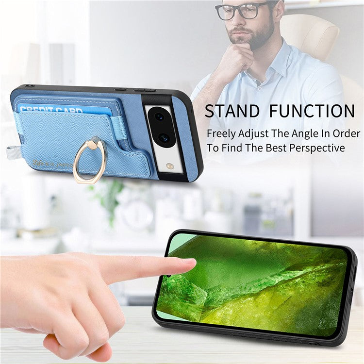 B5 For Google Pixel 8a Case 2-in-1 Magnetic Detachable Card Holder Leather+TPU Phone Cover - Blue