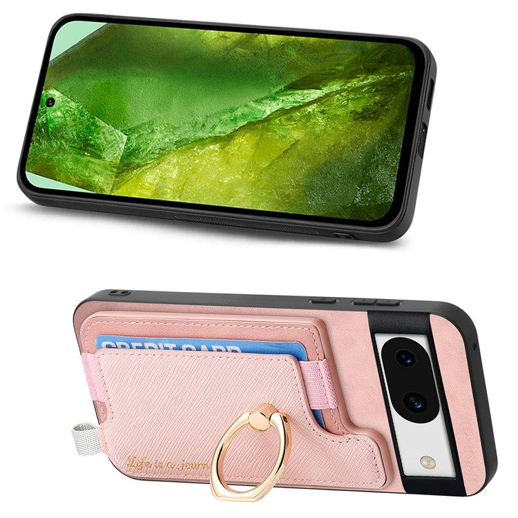 B5 For Google Pixel 8a Case 2-in-1 Magnetic Detachable Card Holder Leather+TPU Phone Cover - Pink
