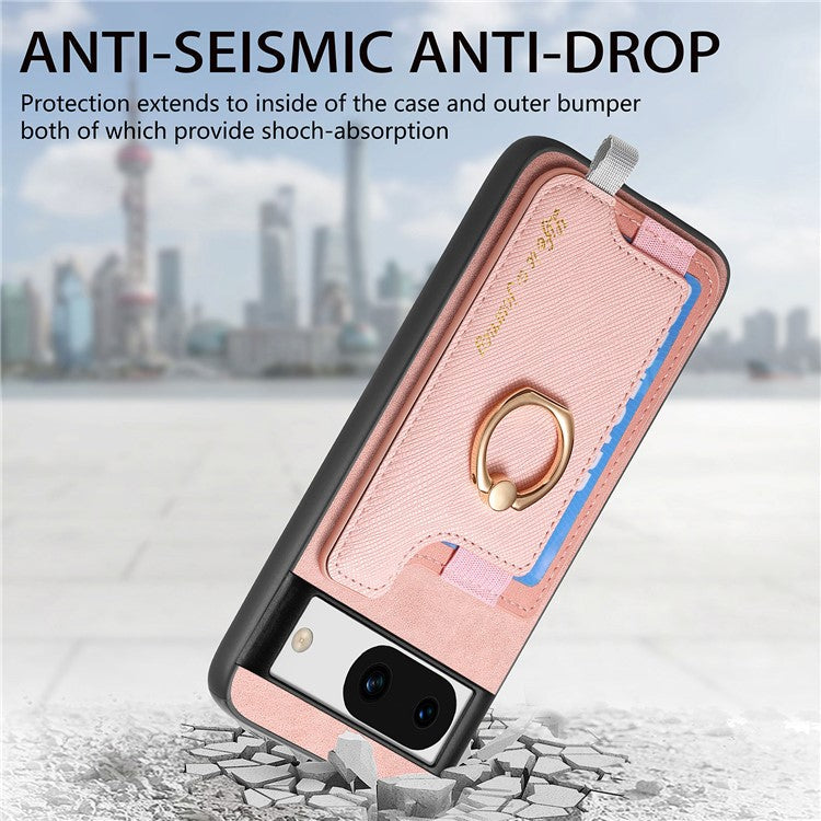 B5 For Google Pixel 8a Case 2-in-1 Magnetic Detachable Card Holder Leather+TPU Phone Cover - Pink