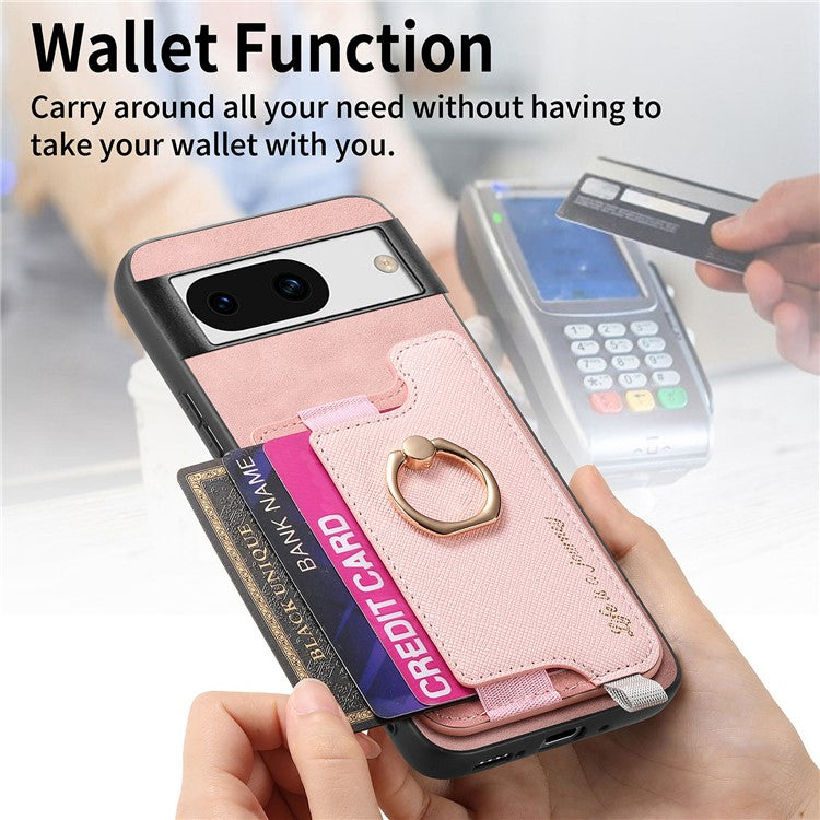 B5 For Google Pixel 8a Case 2-in-1 Magnetic Detachable Card Holder Leather+TPU Phone Cover - Pink