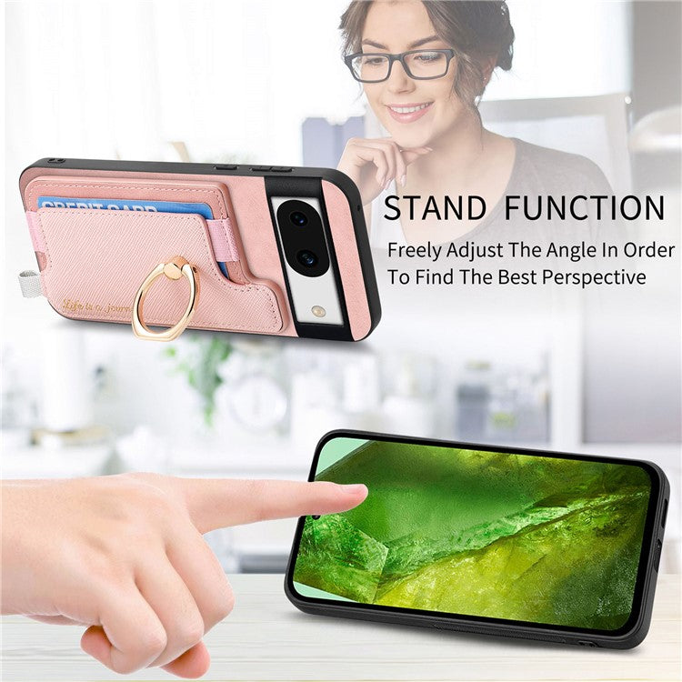 B5 For Google Pixel 8a Case 2-in-1 Magnetic Detachable Card Holder Leather+TPU Phone Cover - Pink