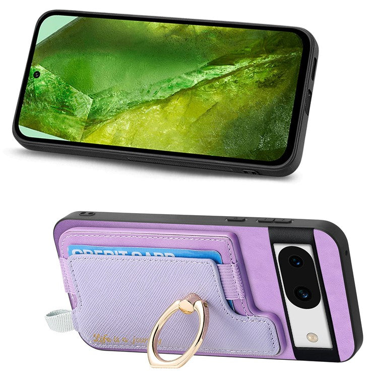 B5 For Google Pixel 8a Case 2-in-1 Magnetic Detachable Card Holder Leather+TPU Phone Cover - Purple