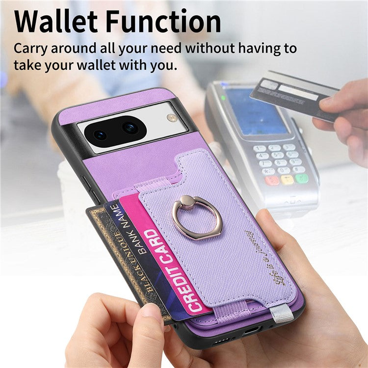 B5 For Google Pixel 8a Case 2-in-1 Magnetic Detachable Card Holder Leather+TPU Phone Cover - Purple