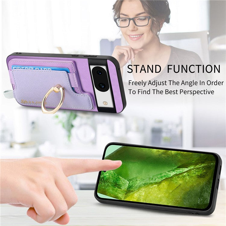 B5 For Google Pixel 8a Case 2-in-1 Magnetic Detachable Card Holder Leather+TPU Phone Cover - Purple
