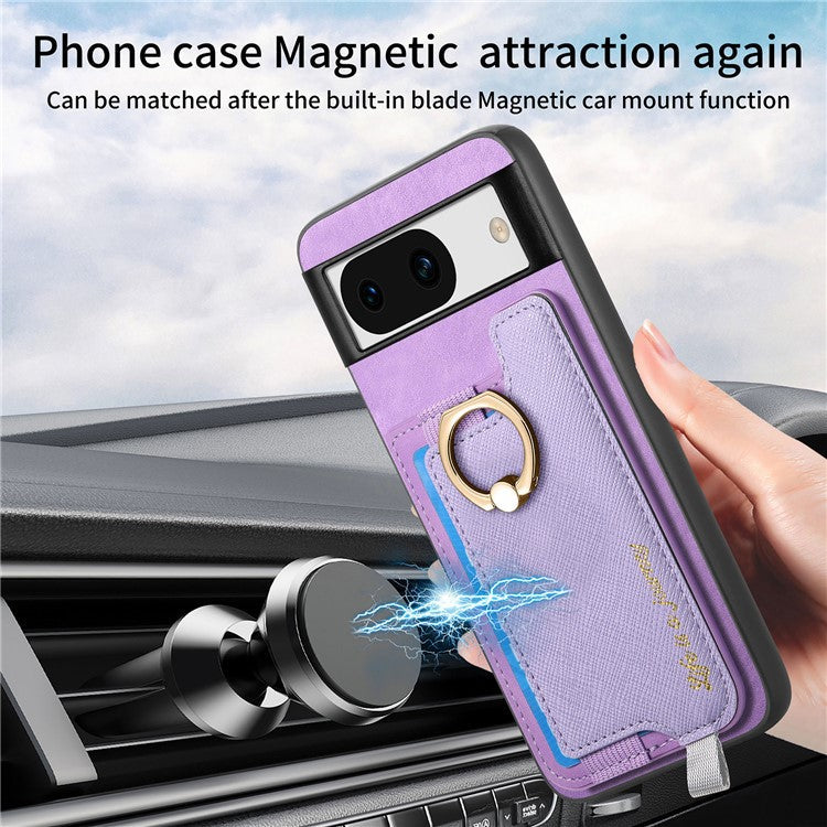 B5 For Google Pixel 8a Case 2-in-1 Magnetic Detachable Card Holder Leather+TPU Phone Cover - Purple