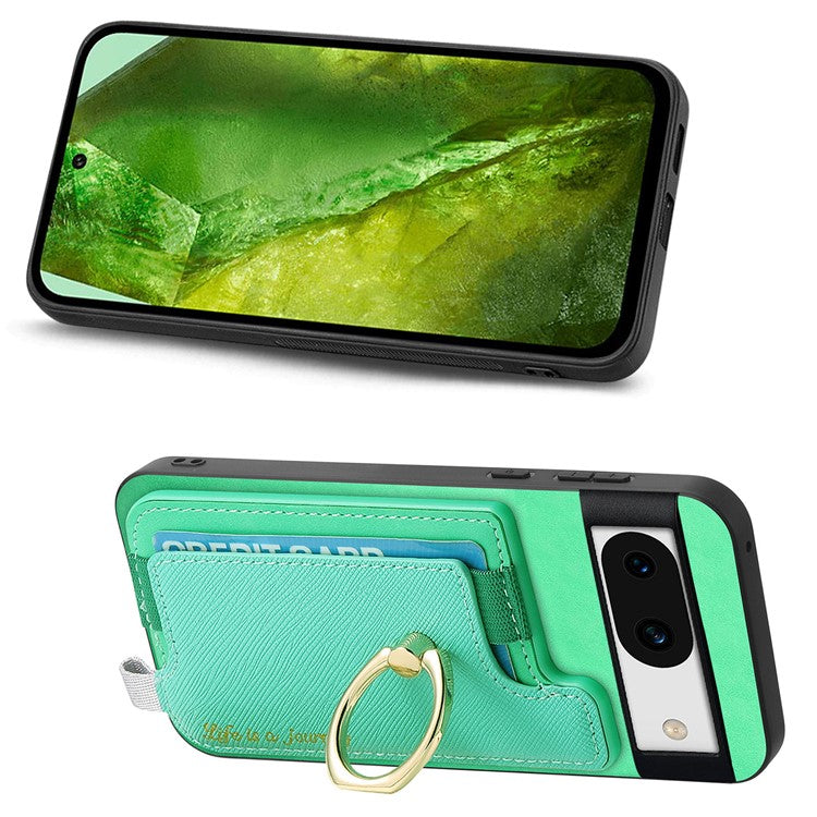 B5 For Google Pixel 8a Case 2-in-1 Magnetic Detachable Card Holder Leather+TPU Phone Cover - Green