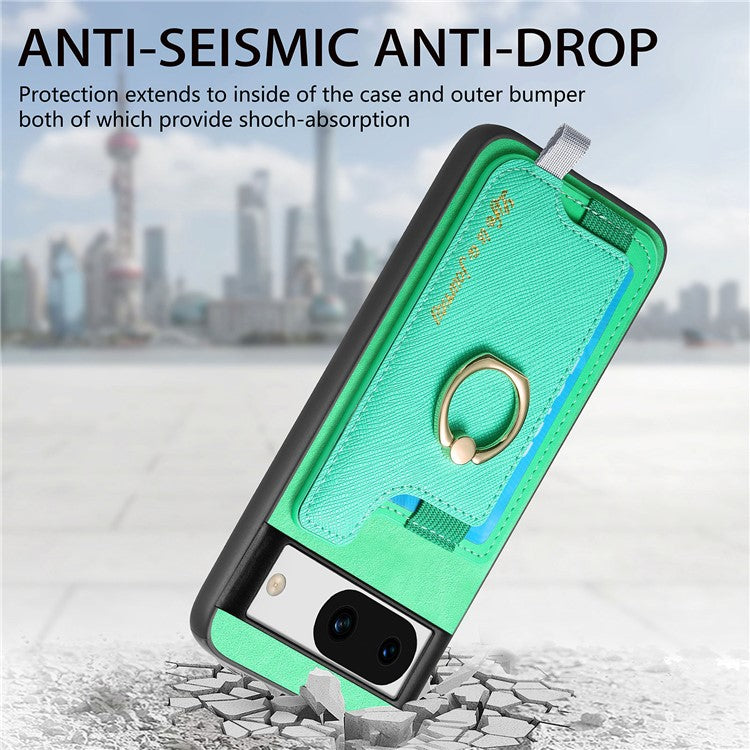 B5 For Google Pixel 8a Case 2-in-1 Magnetic Detachable Card Holder Leather+TPU Phone Cover - Green