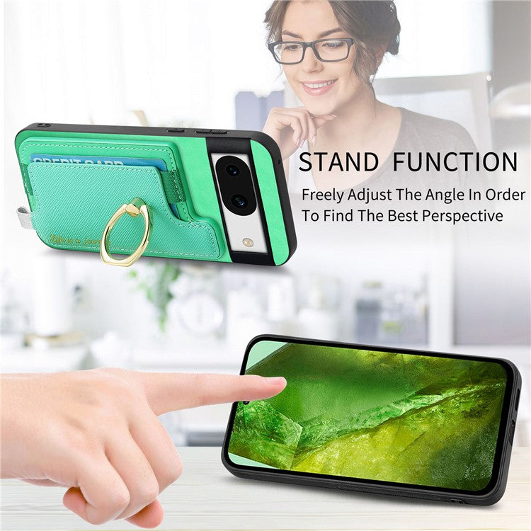 B5 For Google Pixel 8a Case 2-in-1 Magnetic Detachable Card Holder Leather+TPU Phone Cover - Green