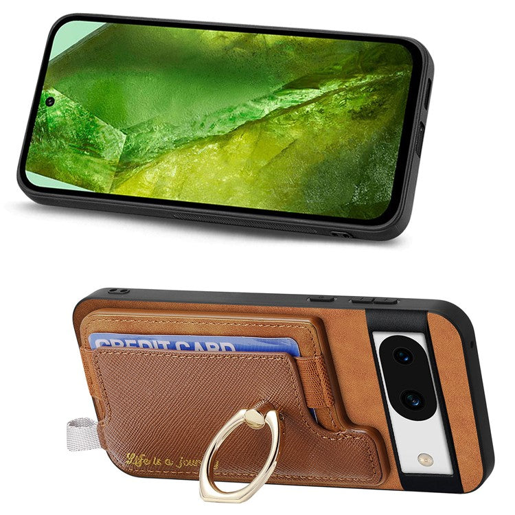 B5 For Google Pixel 8a Case 2-in-1 Magnetic Detachable Card Holder Leather+TPU Phone Cover - Brown