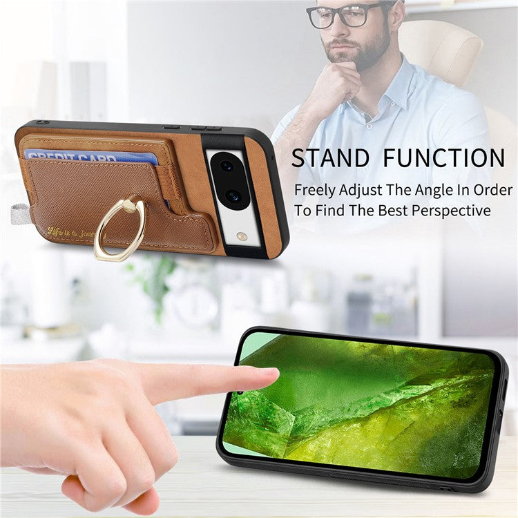 B5 For Google Pixel 8a Case 2-in-1 Magnetic Detachable Card Holder Leather+TPU Phone Cover - Brown