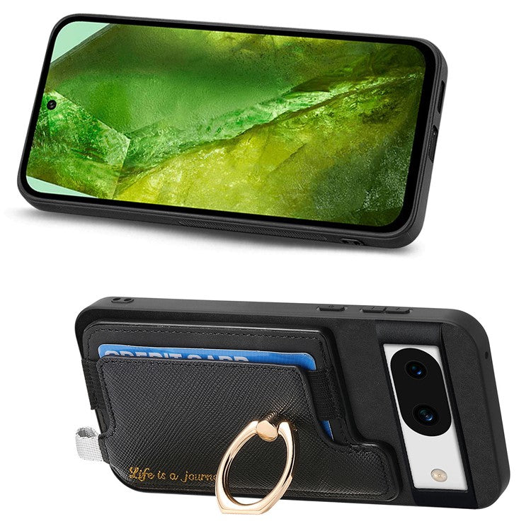 B5 For Google Pixel 8a Case 2-in-1 Magnetic Detachable Card Holder Leather+TPU Phone Cover - Black