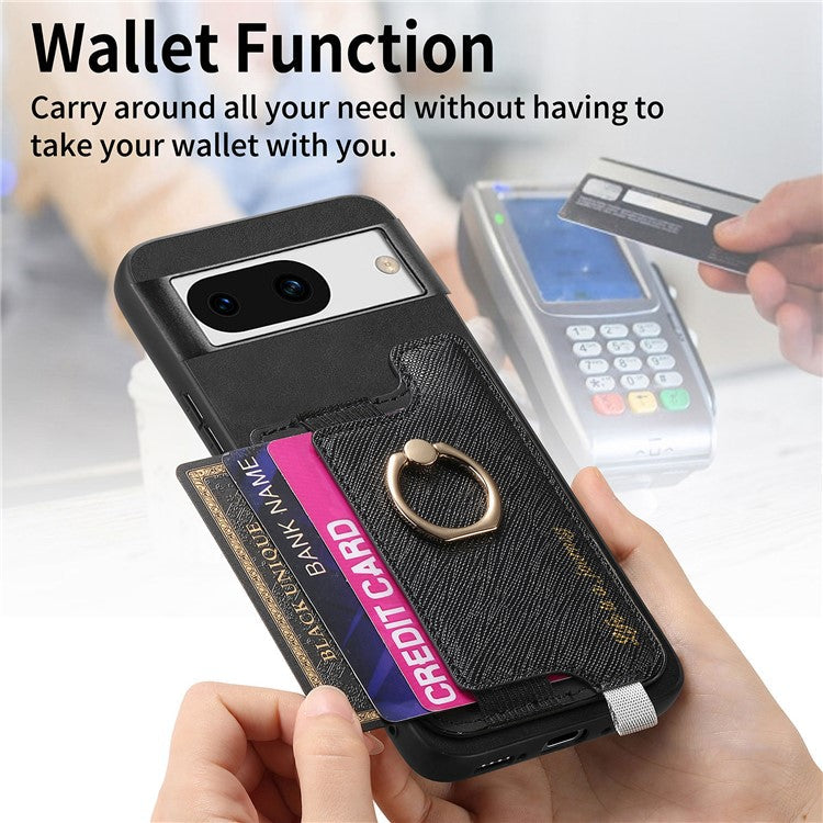 B5 For Google Pixel 8a Case 2-in-1 Magnetic Detachable Card Holder Leather+TPU Phone Cover - Black
