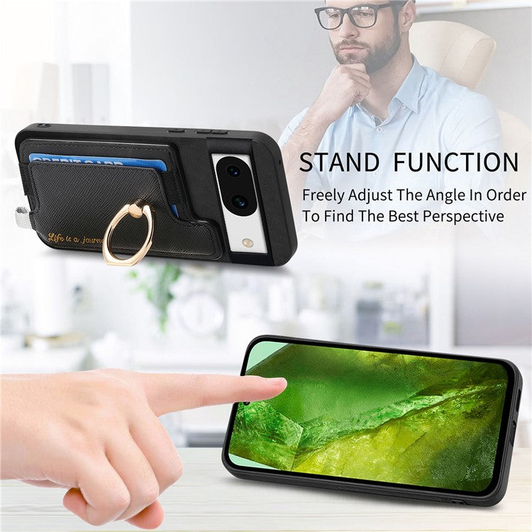 B5 For Google Pixel 8a Case 2-in-1 Magnetic Detachable Card Holder Leather+TPU Phone Cover - Black
