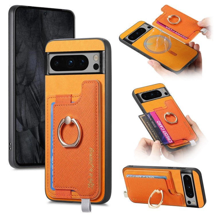 B5 For Google Pixel 8 Pro Case 2-in-1 Magnetic Detachable Card Holder Leather+TPU Phone Cover - Yellow