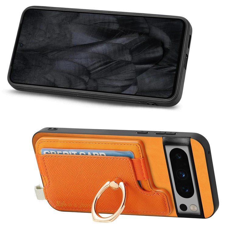 B5 For Google Pixel 8 Pro Case 2-in-1 Magnetic Detachable Card Holder Leather+TPU Phone Cover - Yellow