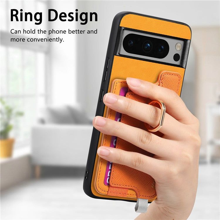 B5 For Google Pixel 8 Pro Case 2-in-1 Magnetic Detachable Card Holder Leather+TPU Phone Cover - Yellow