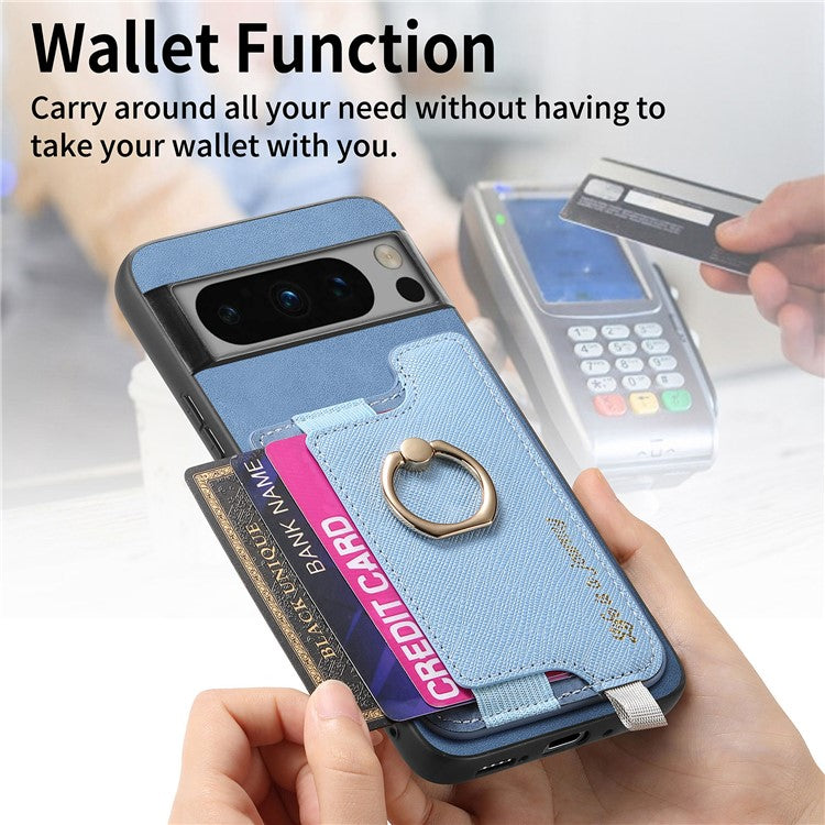 B5 For Google Pixel 8 Pro Case 2-in-1 Magnetic Detachable Card Holder Leather+TPU Phone Cover - Blue
