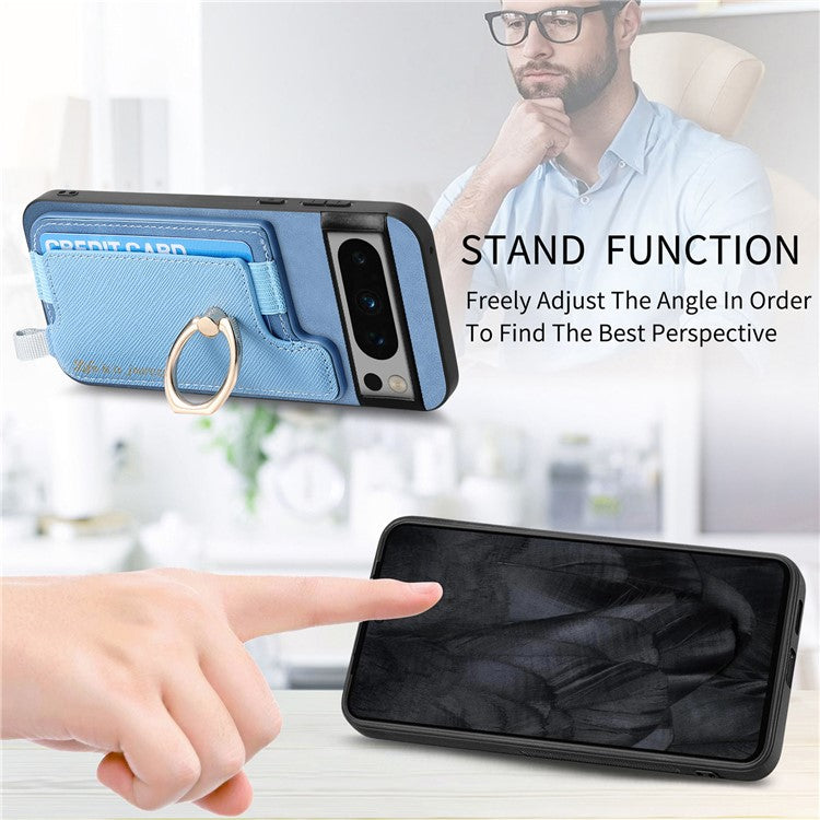 B5 For Google Pixel 8 Pro Case 2-in-1 Magnetic Detachable Card Holder Leather+TPU Phone Cover - Blue