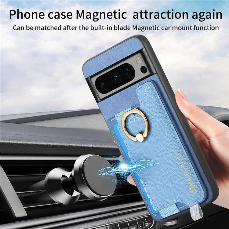 B5 For Google Pixel 8 Pro Case 2-in-1 Magnetic Detachable Card Holder Leather+TPU Phone Cover - Blue