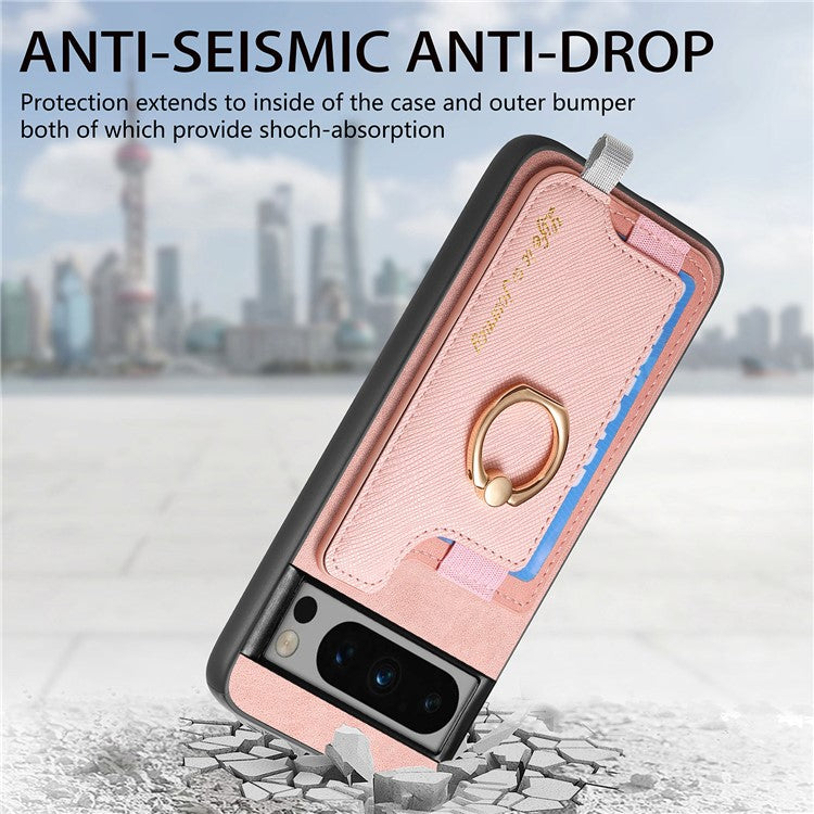 B5 For Google Pixel 8 Pro Case 2-in-1 Magnetic Detachable Card Holder Leather+TPU Phone Cover - Pink