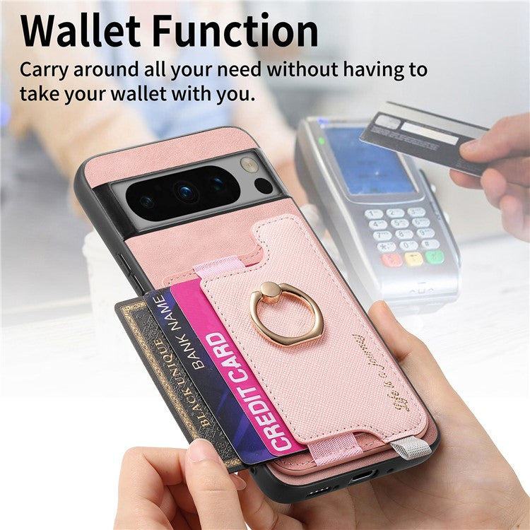 B5 For Google Pixel 8 Pro Case 2-in-1 Magnetic Detachable Card Holder Leather+TPU Phone Cover - Pink