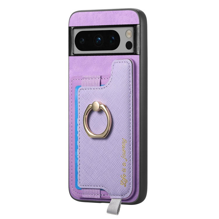 B5 For Google Pixel 8 Pro Case 2-in-1 Magnetic Detachable Card Holder Leather+TPU Phone Cover - Purple