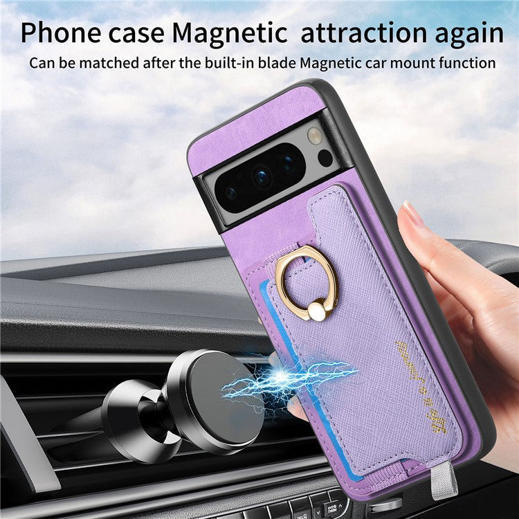 B5 For Google Pixel 8 Pro Case 2-in-1 Magnetic Detachable Card Holder Leather+TPU Phone Cover - Purple