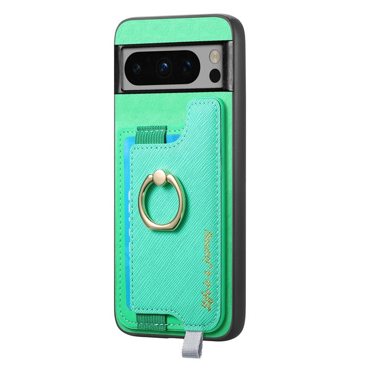 B5 For Google Pixel 8 Pro Case 2-in-1 Magnetic Detachable Card Holder Leather+TPU Phone Cover - Green