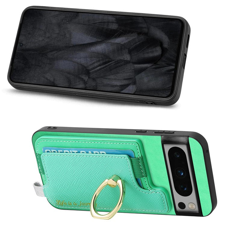 B5 For Google Pixel 8 Pro Case 2-in-1 Magnetic Detachable Card Holder Leather+TPU Phone Cover - Green
