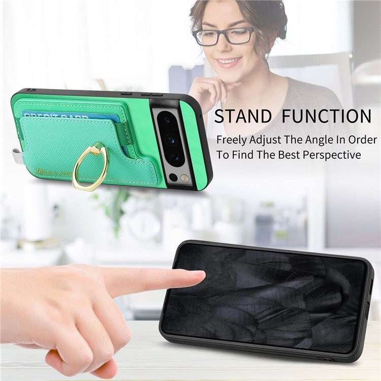 B5 For Google Pixel 8 Pro Case 2-in-1 Magnetic Detachable Card Holder Leather+TPU Phone Cover - Green