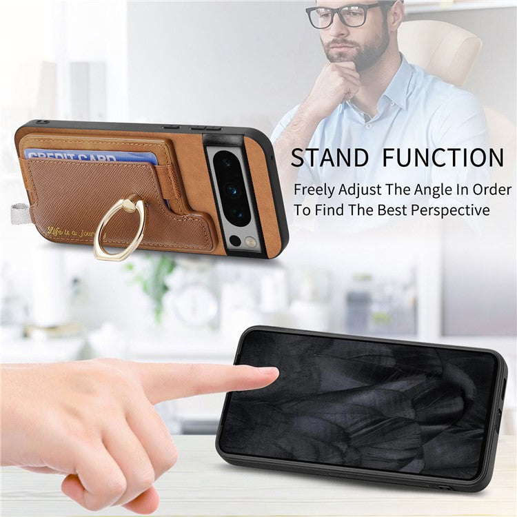 B5 For Google Pixel 8 Pro Case 2-in-1 Magnetic Detachable Card Holder Leather+TPU Phone Cover - Brown