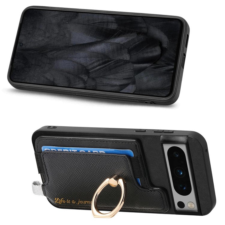 B5 For Google Pixel 8 Pro Case 2-in-1 Magnetic Detachable Card Holder Leather+TPU Phone Cover - Black