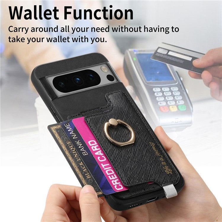 B5 For Google Pixel 8 Pro Case 2-in-1 Magnetic Detachable Card Holder Leather+TPU Phone Cover - Black