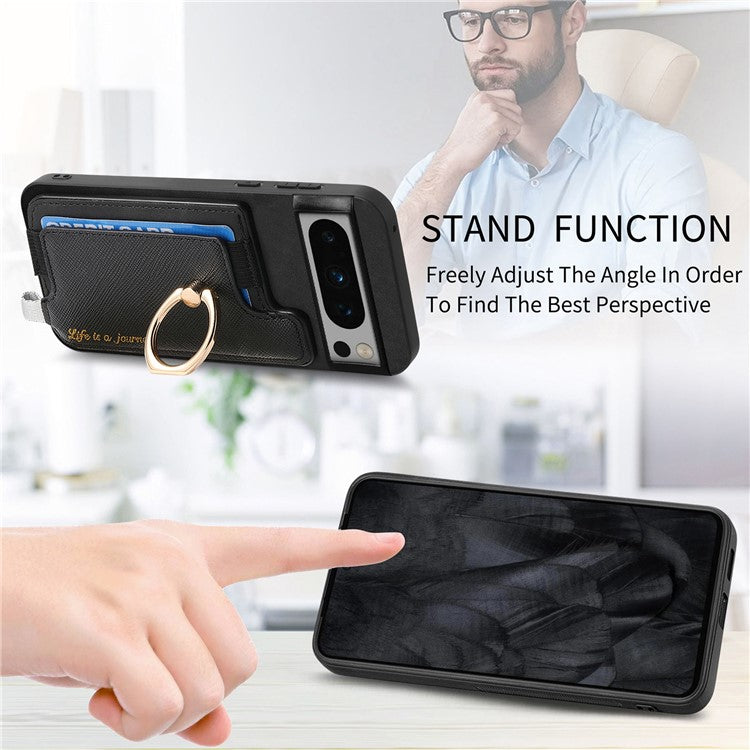 B5 For Google Pixel 8 Pro Case 2-in-1 Magnetic Detachable Card Holder Leather+TPU Phone Cover - Black