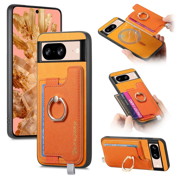 B5 For Google Pixel 8 Case 2-in-1 Magnetic Detachable Card Holder Leather+TPU Phone Cover - Yellow