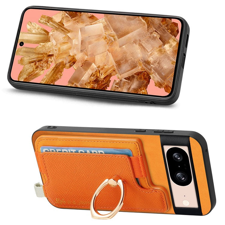 B5 For Google Pixel 8 Case 2-in-1 Magnetic Detachable Card Holder Leather+TPU Phone Cover - Yellow