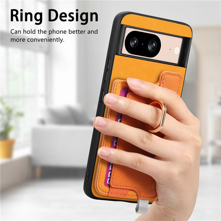 B5 For Google Pixel 8 Case 2-in-1 Magnetic Detachable Card Holder Leather+TPU Phone Cover - Yellow
