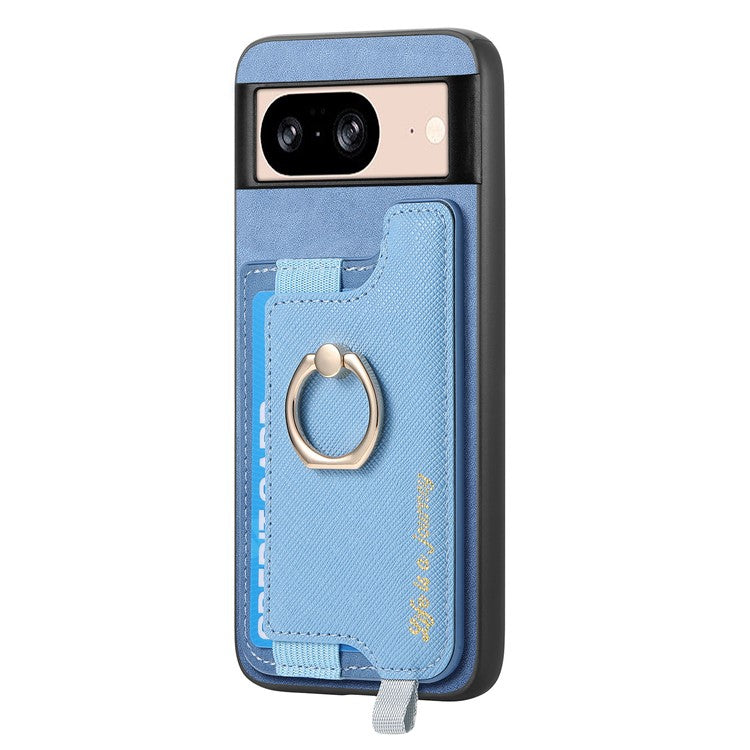 B5 For Google Pixel 8 Case 2-in-1 Magnetic Detachable Card Holder Leather+TPU Phone Cover - Blue